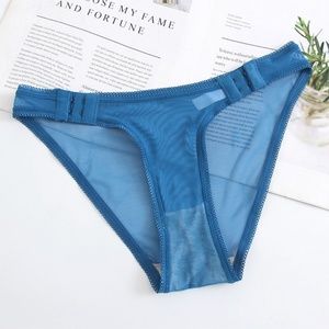Blue Sheer see trough Bikini Swim wear bottom with side closures